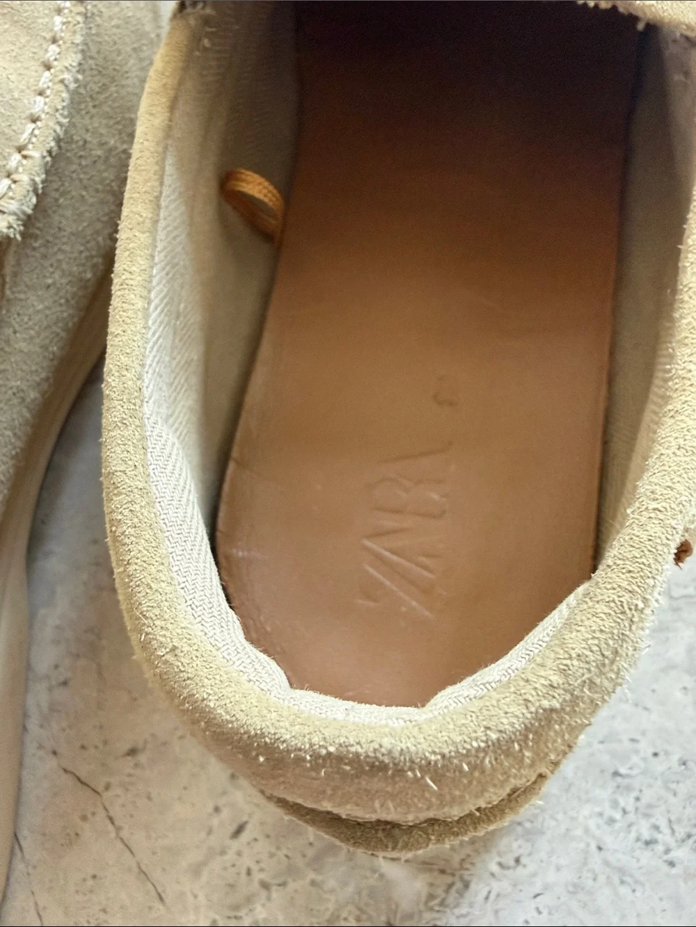 Zara Kids Beige Suede Slip-On Loafers